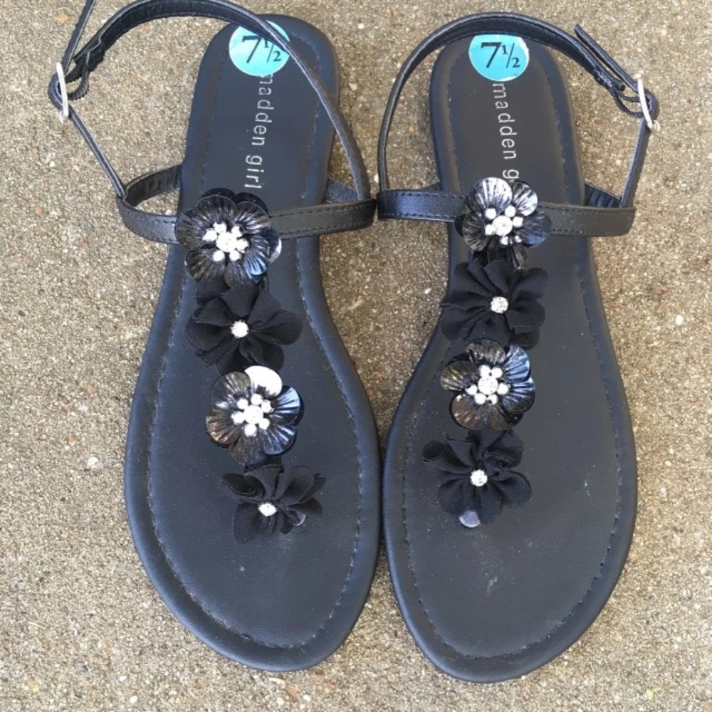 Madden girl black flower sandals